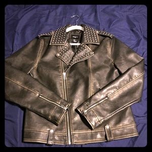Studded faux leather jacket (zip up)